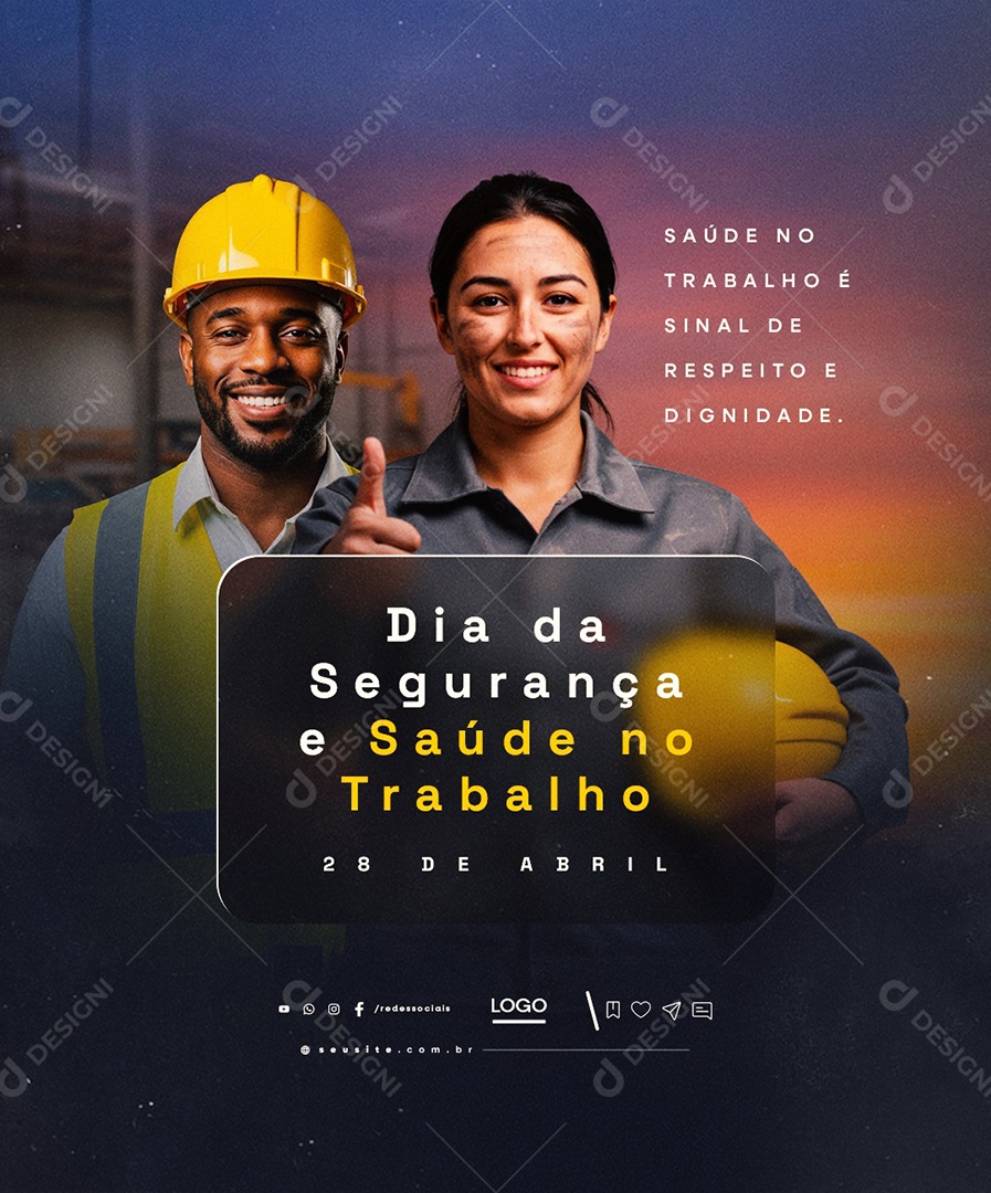 Dia Mundial da Segurança e Saúde no Trabalho 28 de Abril Social Media PSD Editável