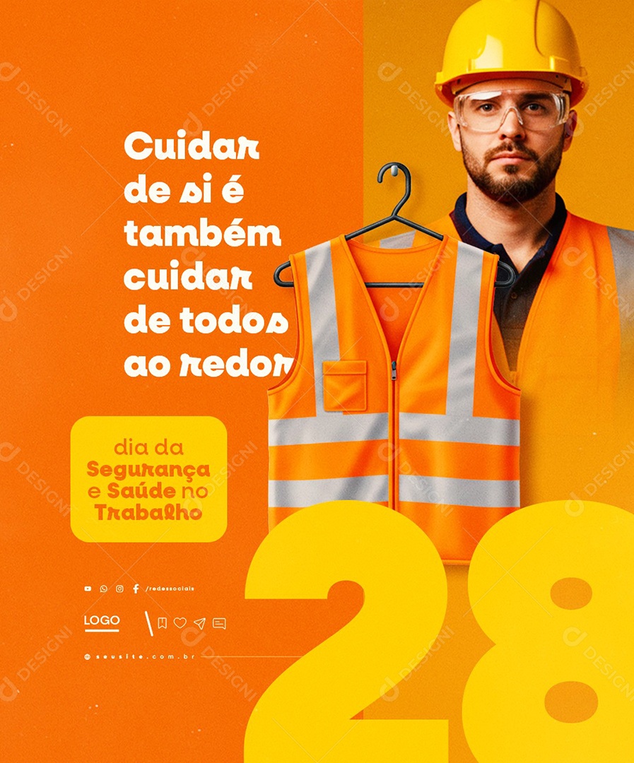 Dia Mundial da Segurança e Saúde no Trabalho 28 de Abril Social Media PSD Editável