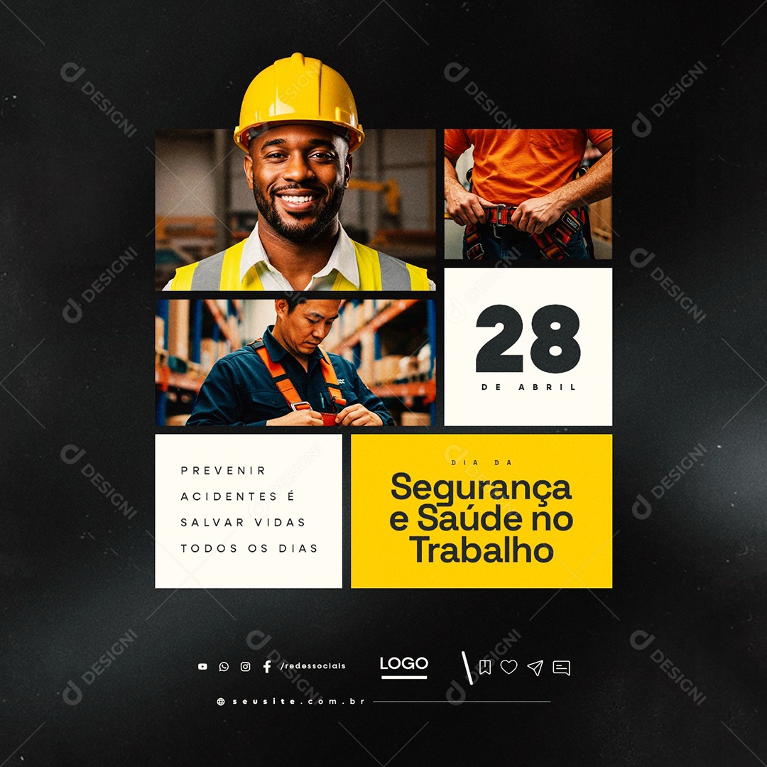 Dia Mundial da Segurança e Saúde no Trabalho 28 de Abril Social Media PSD Editável