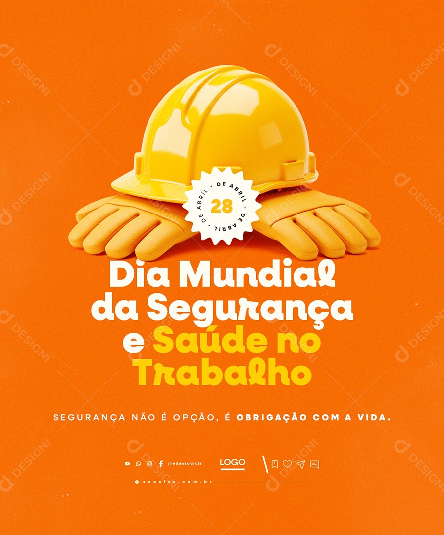 Dia Mundial da Segurança e Saúde no Trabalho 28 de Abril Social Media PSD Editável