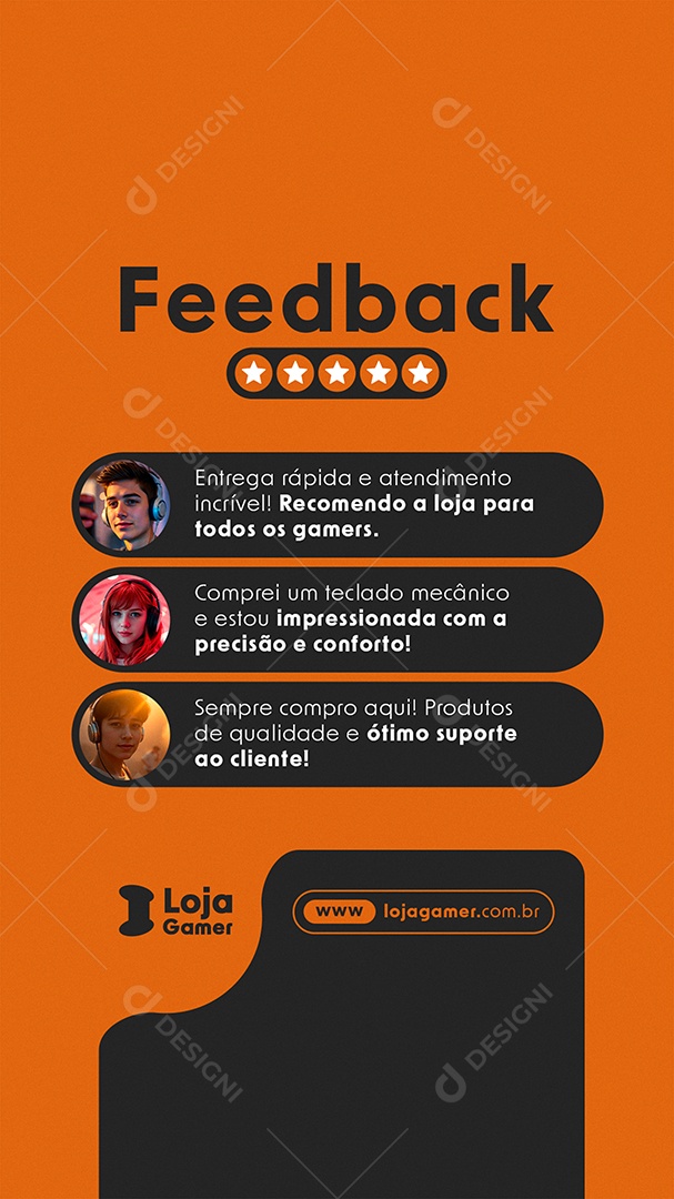 Story Loja Gamer Feedback Social Media PSD Editável