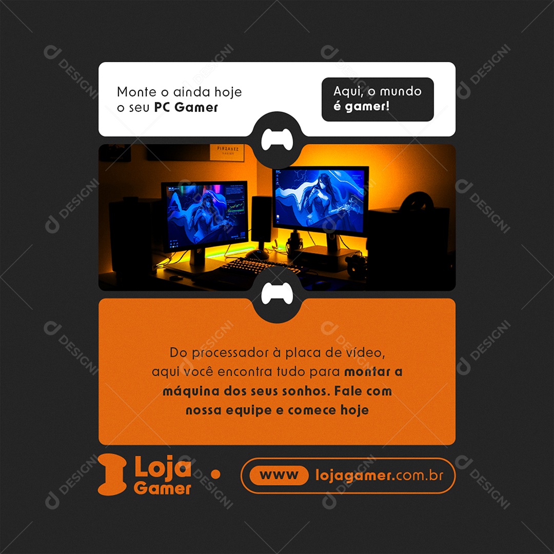 Loja Gamer Aqui o Mundo é Gamer Social Media PSD Editável