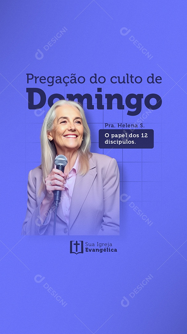 Story Social Media Pregação do Culto de Domingo PSD Editável