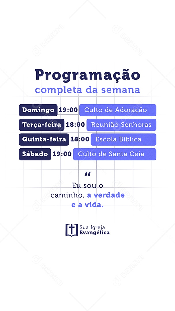 Story Social Media Igreja Programação Completa da Semana PSD Editável