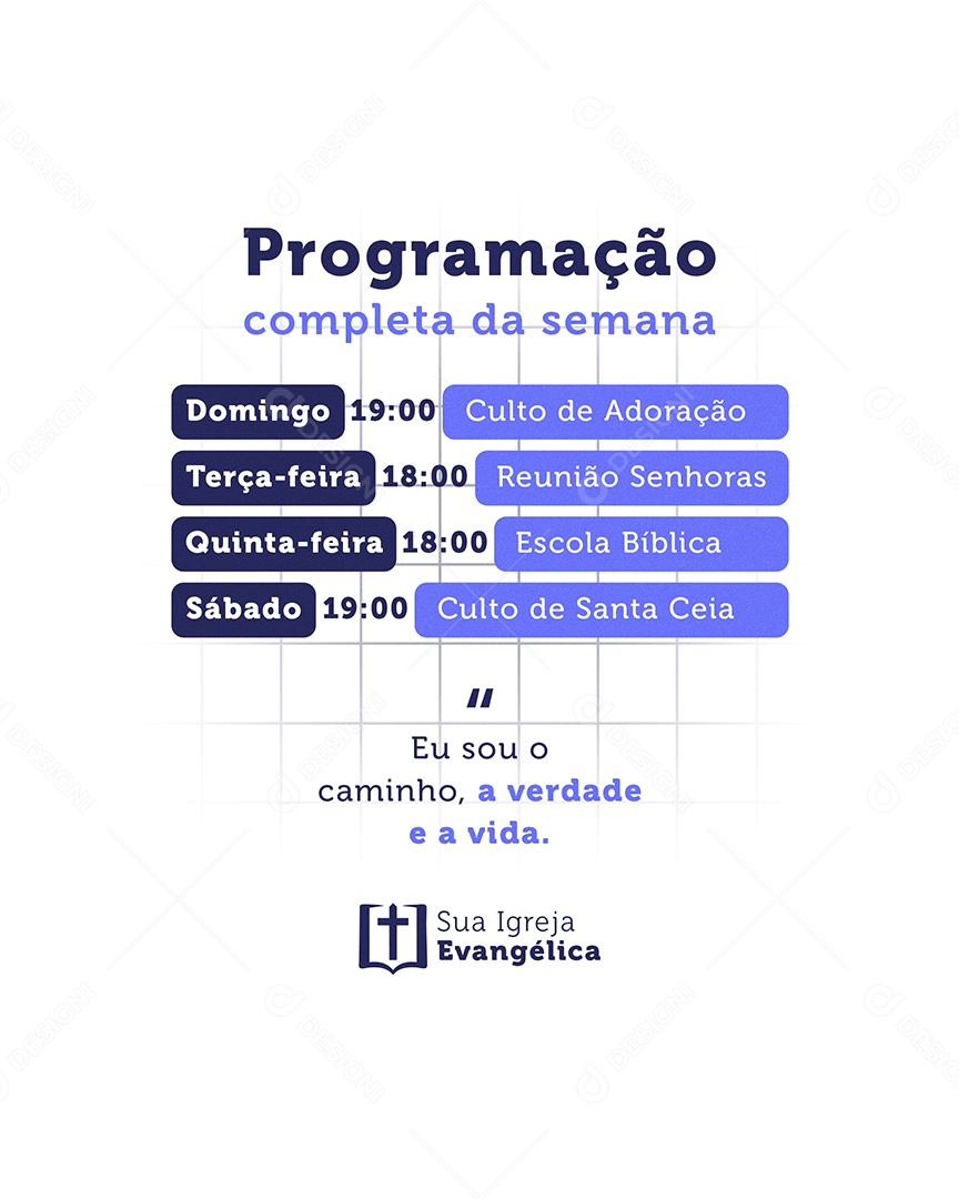 Social Media Igreja Programação Completa da Semana PSD Editável