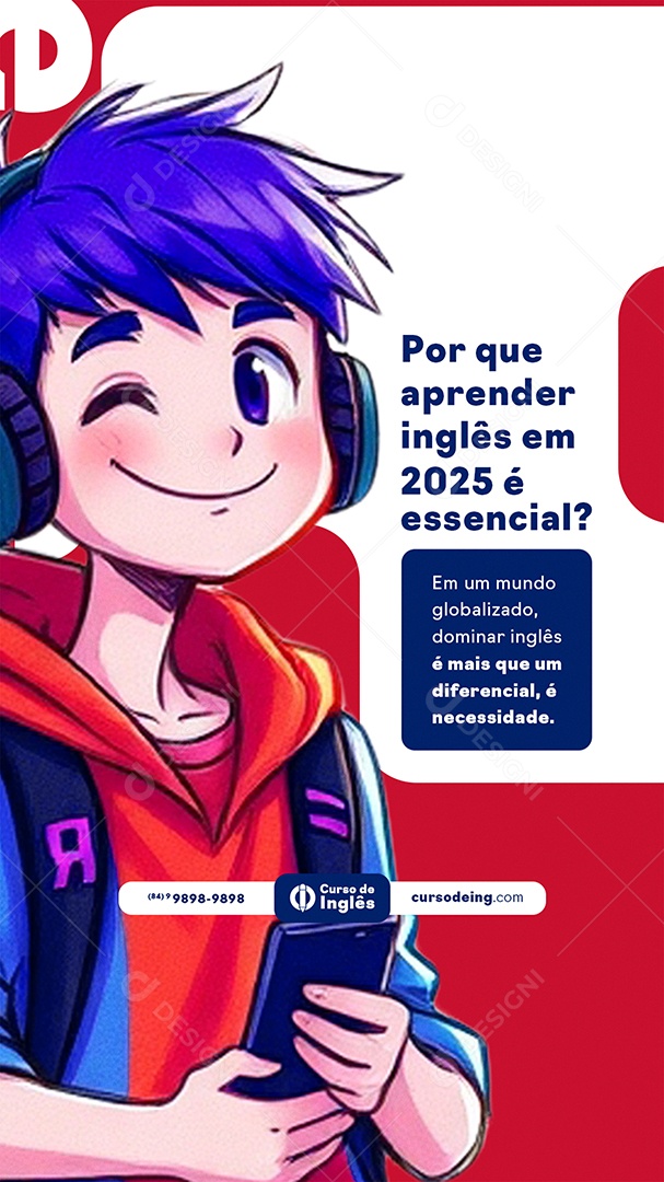 Story Escola de Idiomas Porque Aprender Inglês Social Media PSD Editável