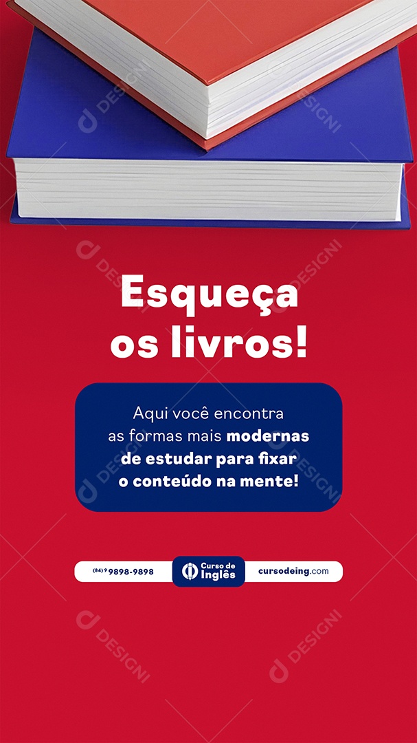Story Escola de Idiomas Esqueça Os Livros Social Media PSD Editável