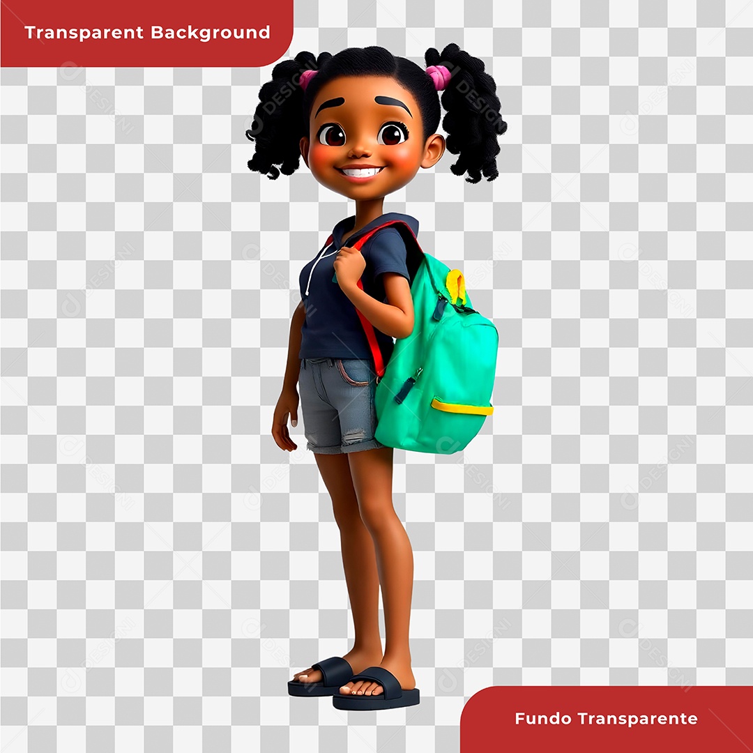 Personagem 3D Usando Mochila Para Composição PSD
