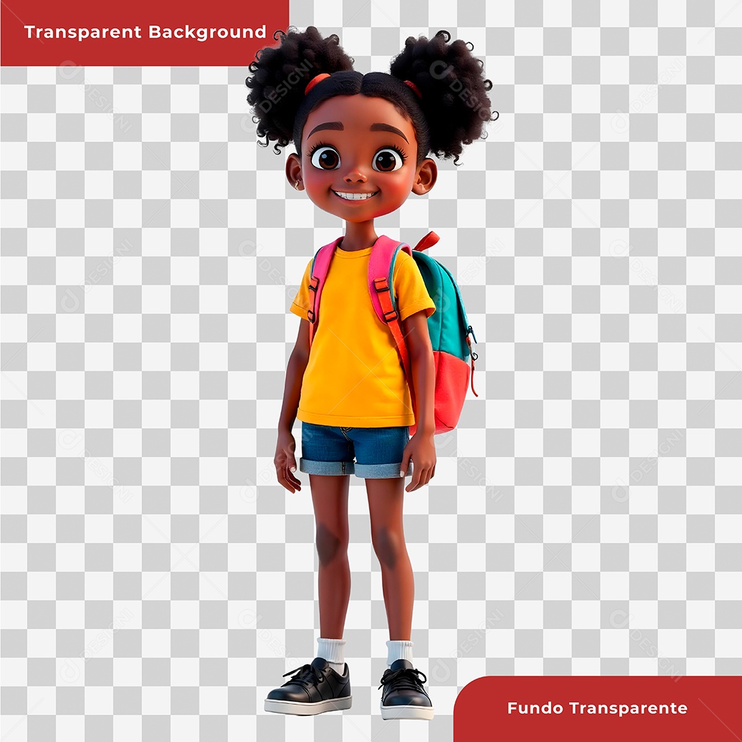 Personagem 3D Usando Mochila Para Composição PSD