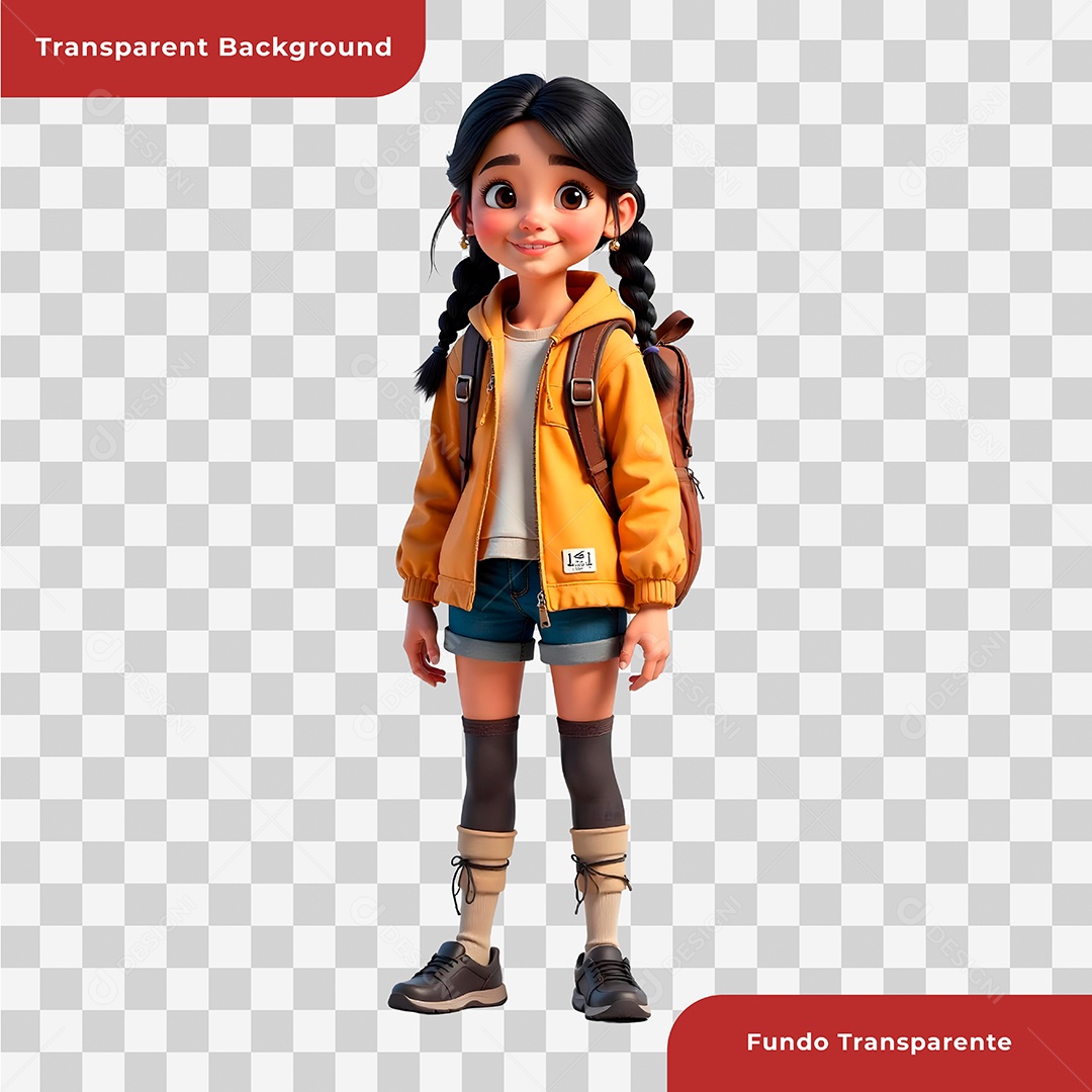Personagem 3D Usando Mochila Para Composição PSD