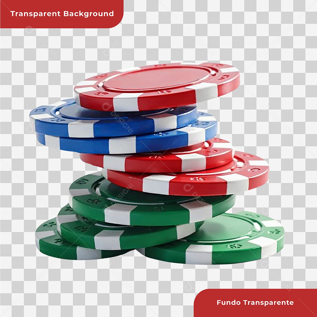 Fichas de Cassino Elemento 3D Para Composição PSD