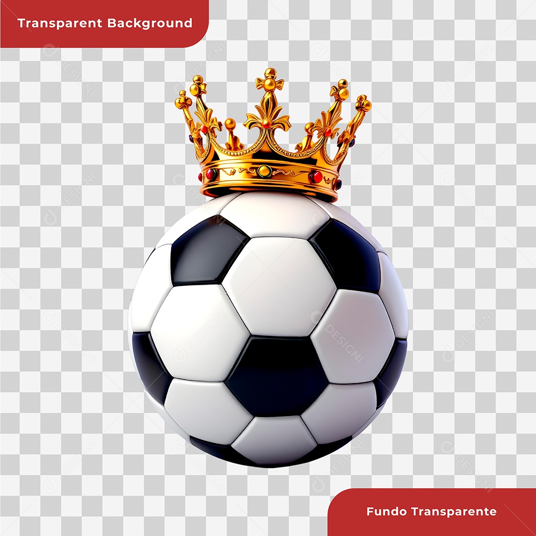 Bola de Futebol Com Coroa Elemento 3D Para Composição PSD