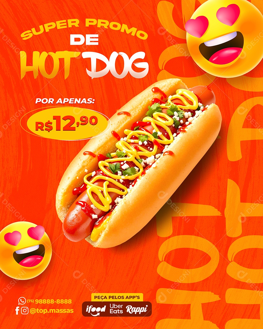 Post Hot Dog Social Media PSD Editável