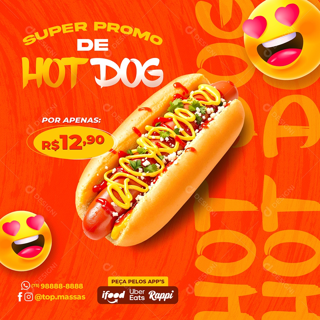 Post Hot Dog Social Media PSD Editável