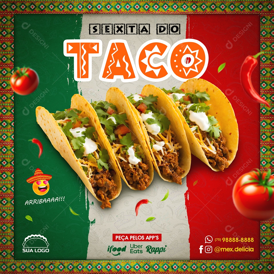 Post Taco Social Media PSD Editável