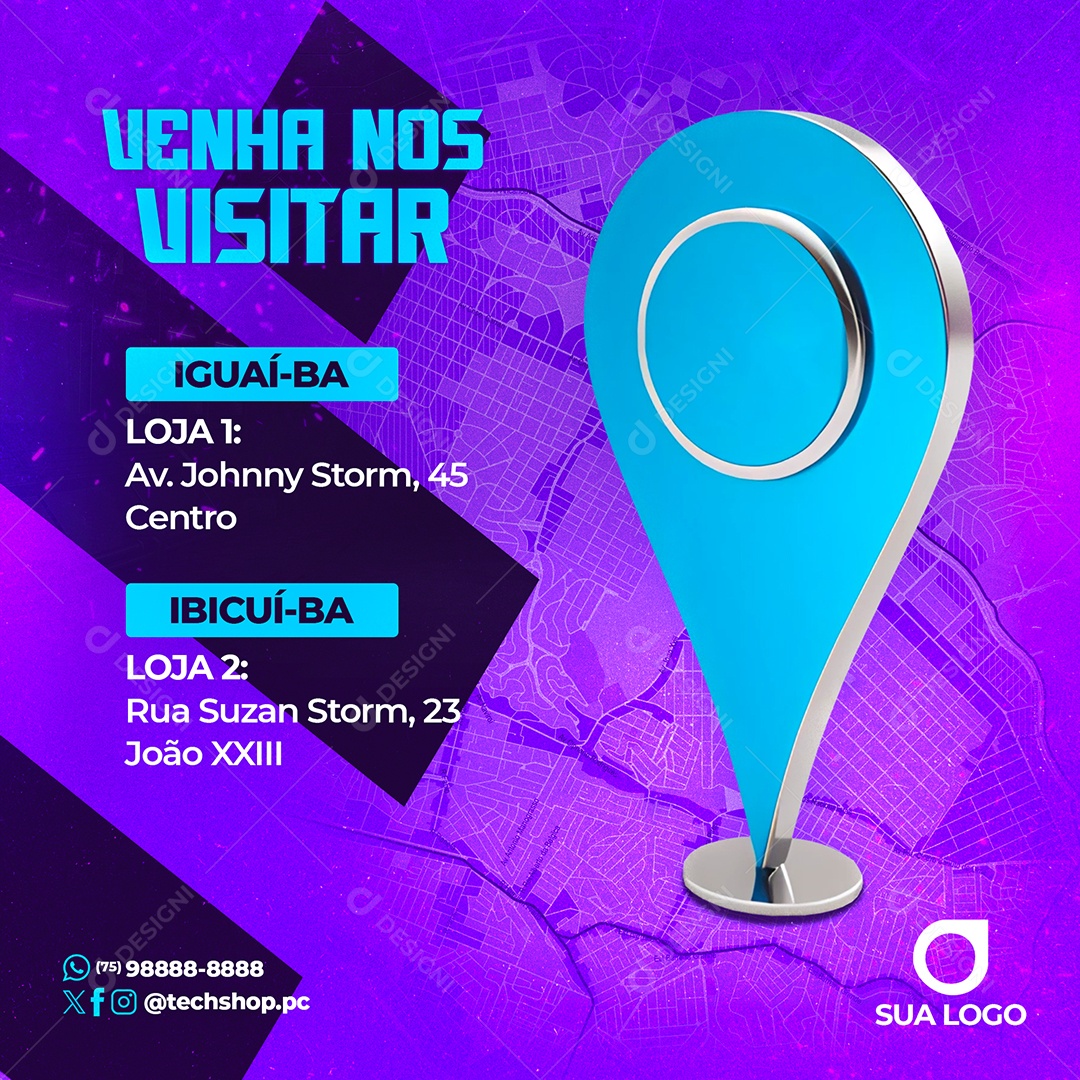 Post Venha Visitar Nossa Loja Social Media PSD Editável