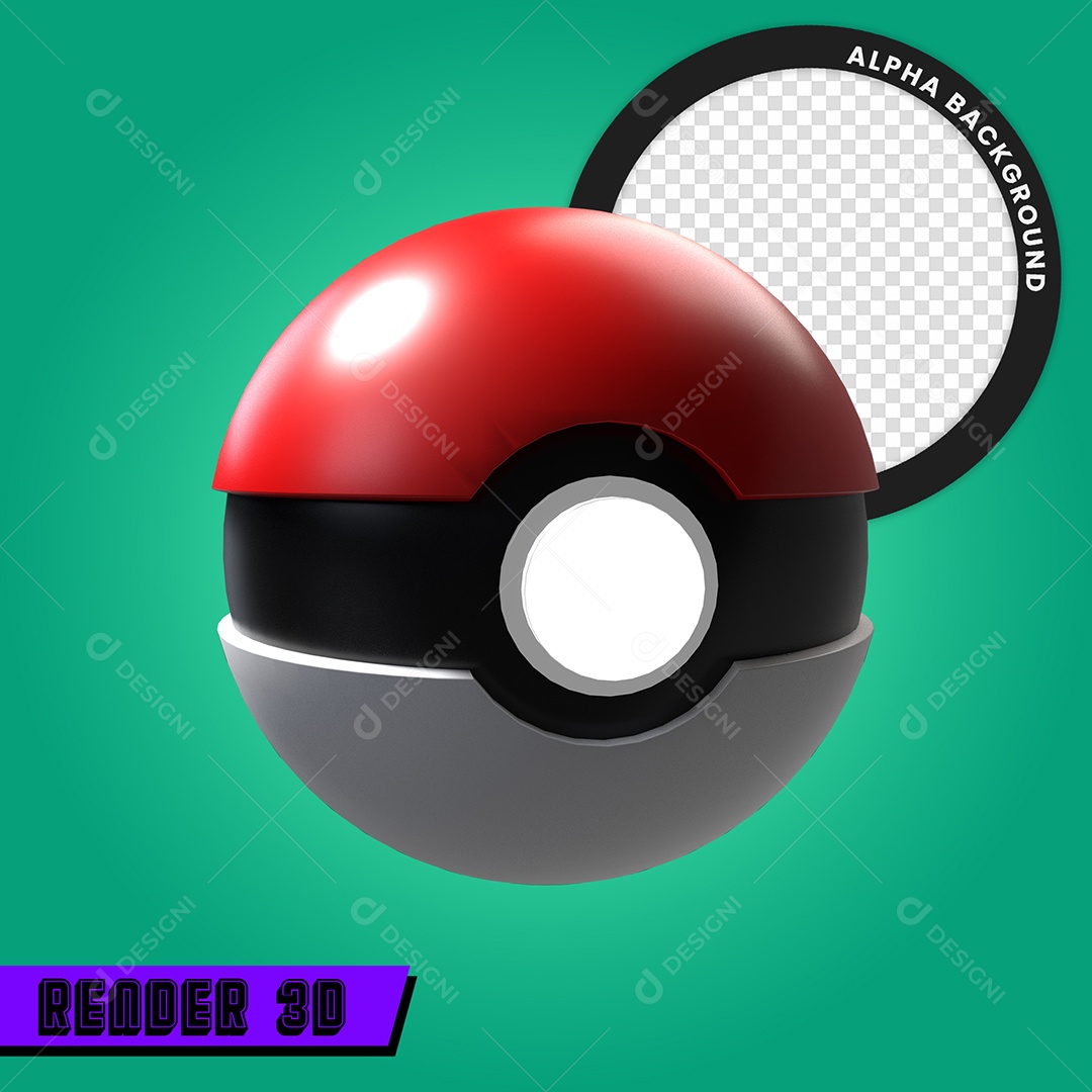 Elemento 3D Pokebola Para Composição PSD