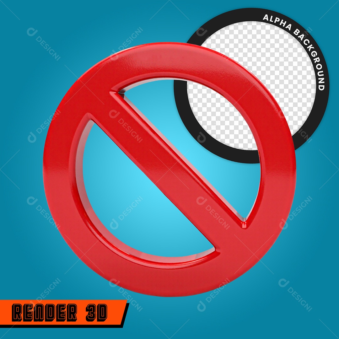 Elemento 3D Símbolo de Proibido Para Composição PSD