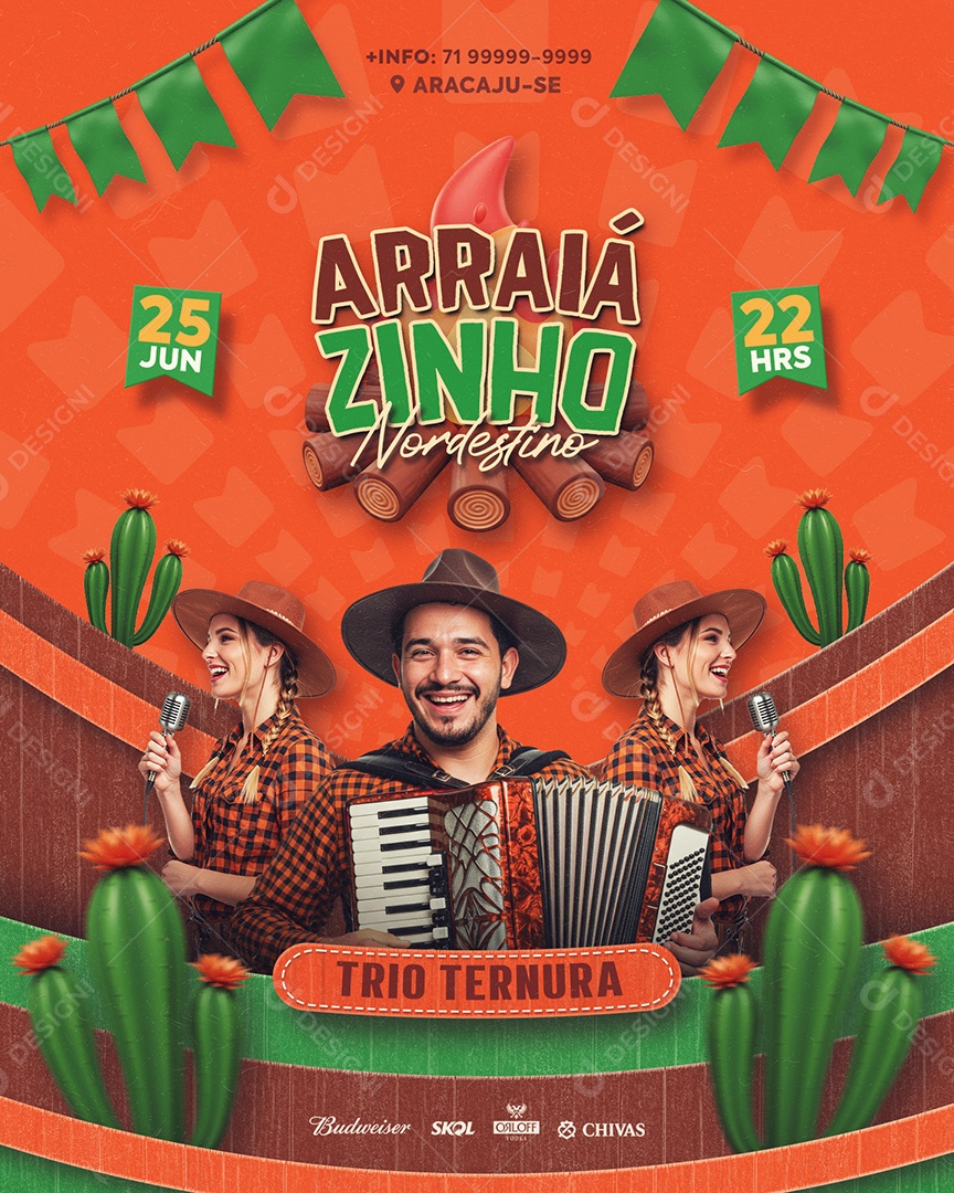 Flyer Arraiá Zinho Social Media Feed PSD Editável