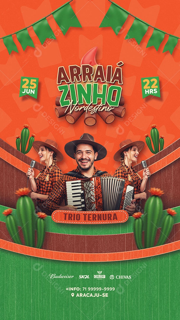 Flyer Arraiá Zinho Social Media Story PSD Editável
