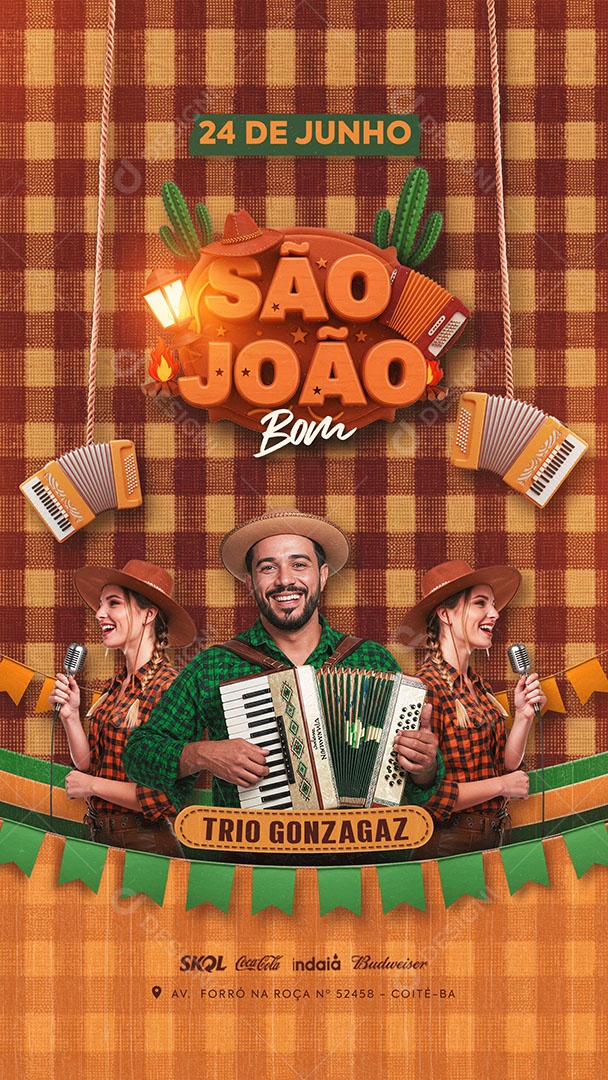 Flyer São João Bom Social Media Story PSD Editável