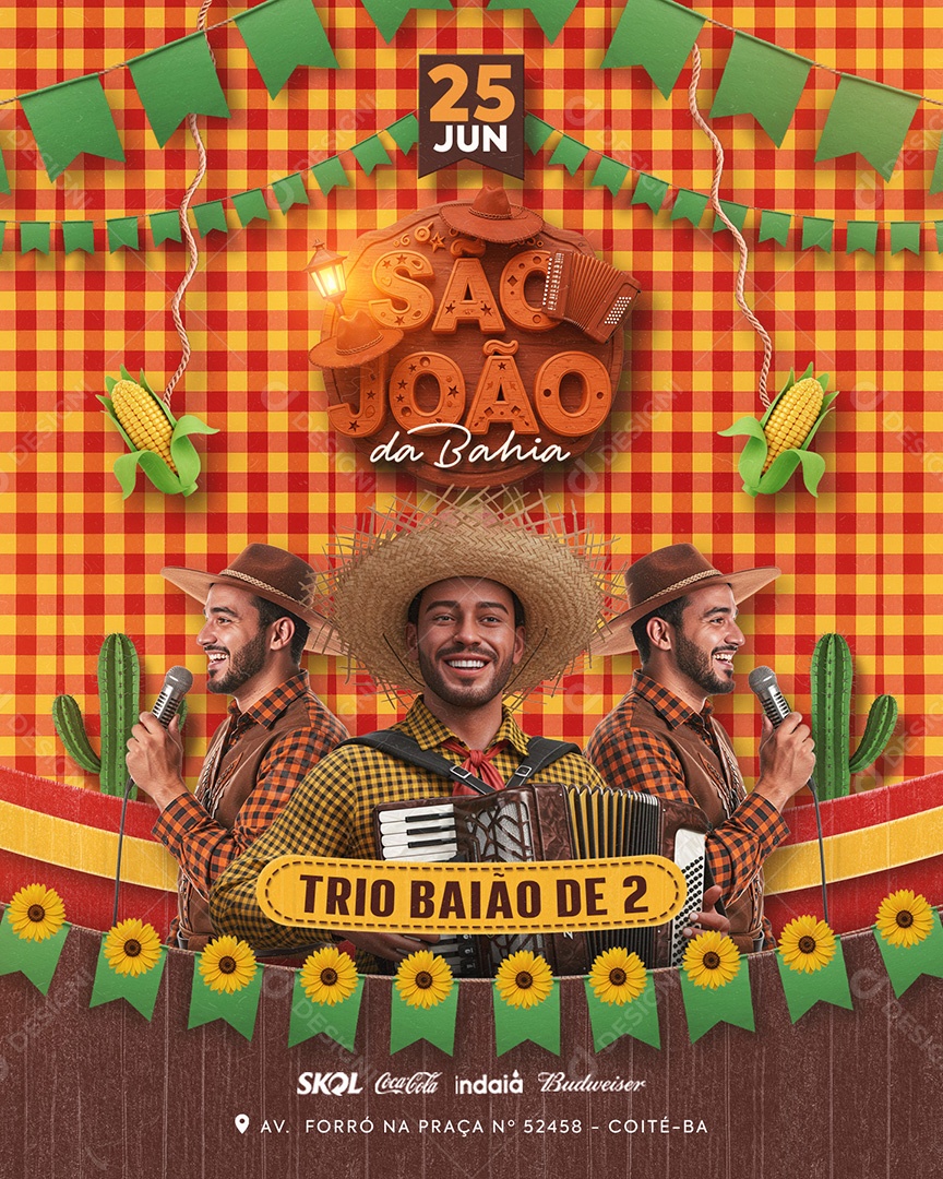 Flyer São João Da Bahia Social Media Feed PSD Editável