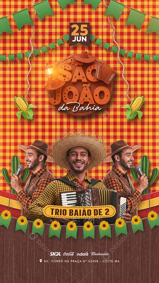 Flyer São João Da Bahia Social Media Story PSD Editável