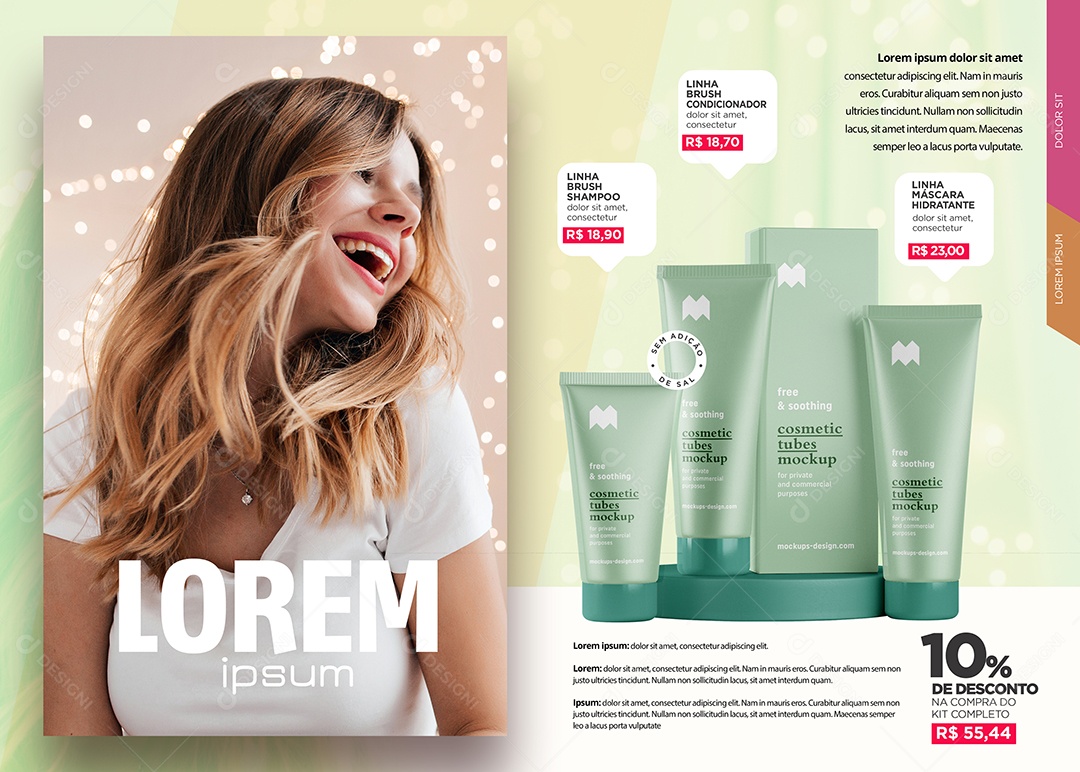 Cosméticos Kit Completo Linha Lorem Ipsum Social Media PSD Editável