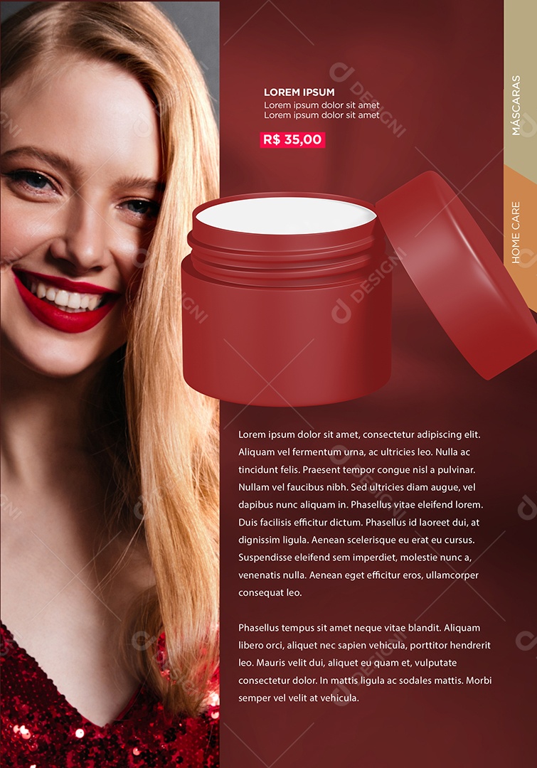 Cosméticos Máscara Hidratante Lorem Ipsum Social Media PSD Editável