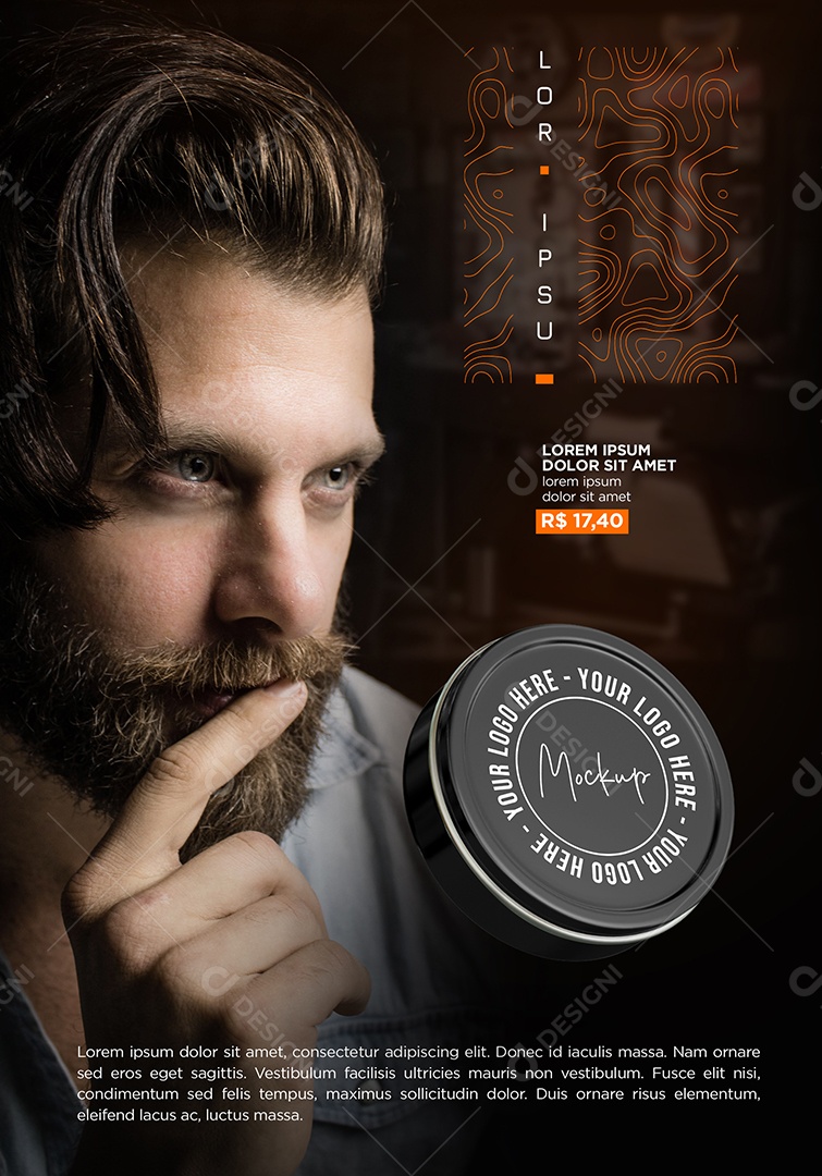 Cosméticos Máscara de Cabelo Masculina Lorem Ipsum Social Media PSD Editável