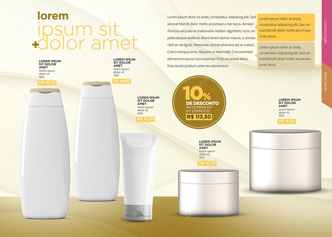Cosméticos Linha Lorem Ipsum 10% de Desconto Social Media PSD Editável