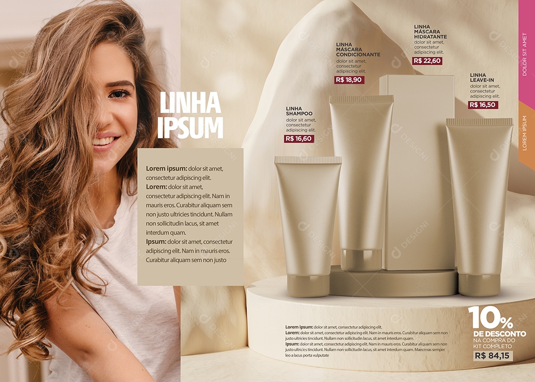 Cosméticos Linha Ipsum 10% de Desconto Social Media PSD Editável