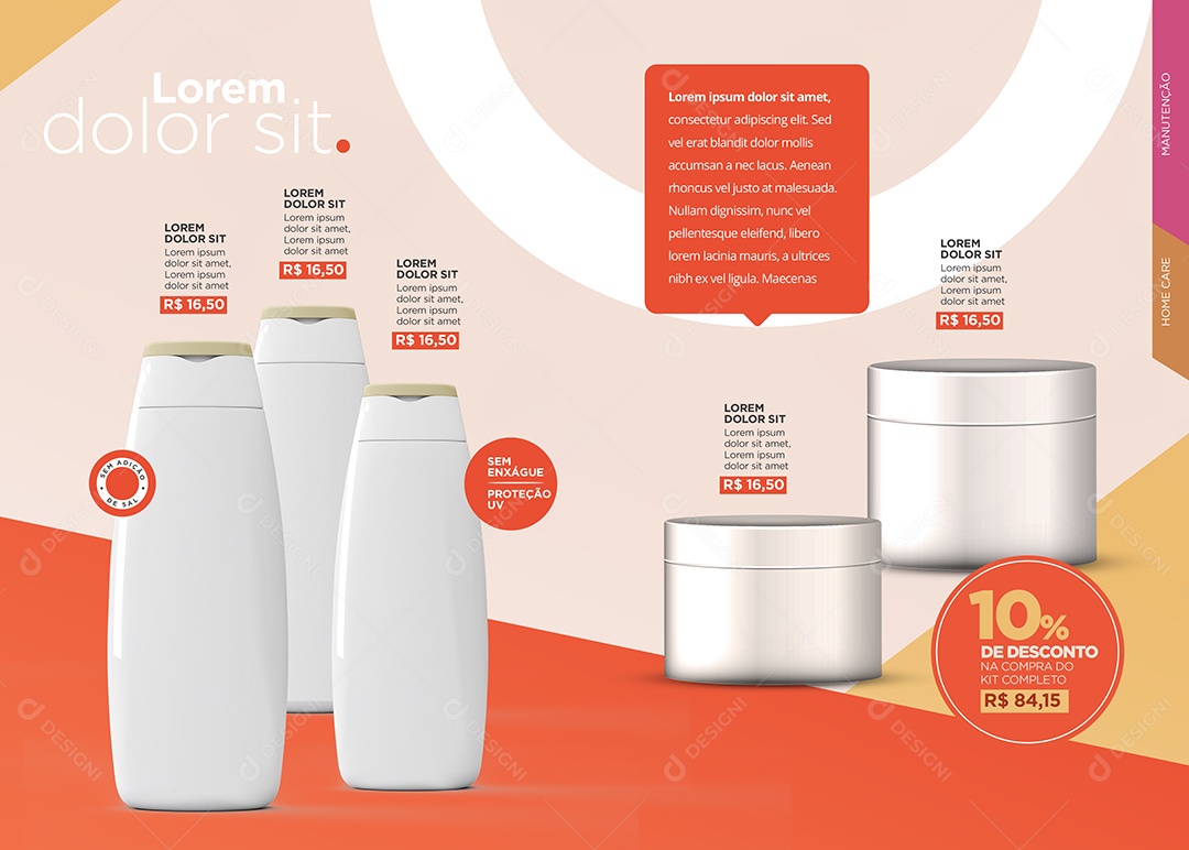 Cosméticos Linha Ipsum 10% de Desconto Social Media PSD Editável