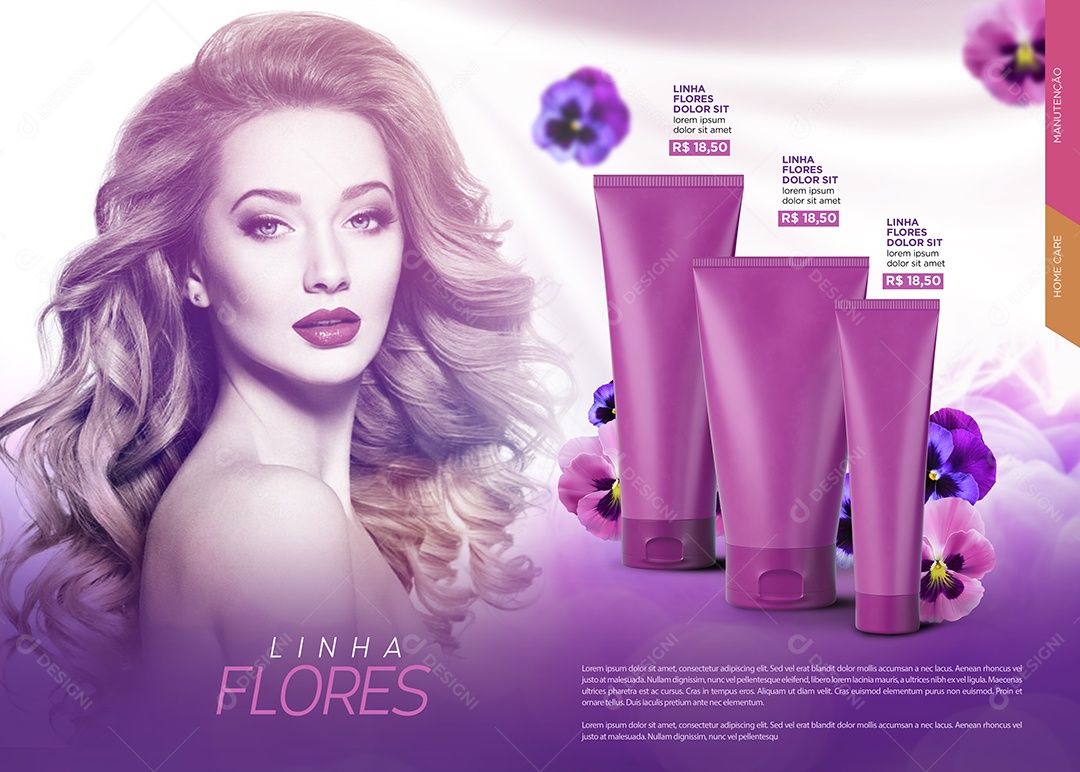 Cosméticos Linha Flores Manutenção Capilar Social Media PSD Editável