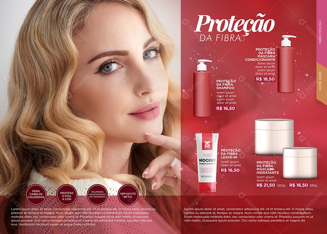 Cosméticos Proteção da Fibra Social Media PSD Editável