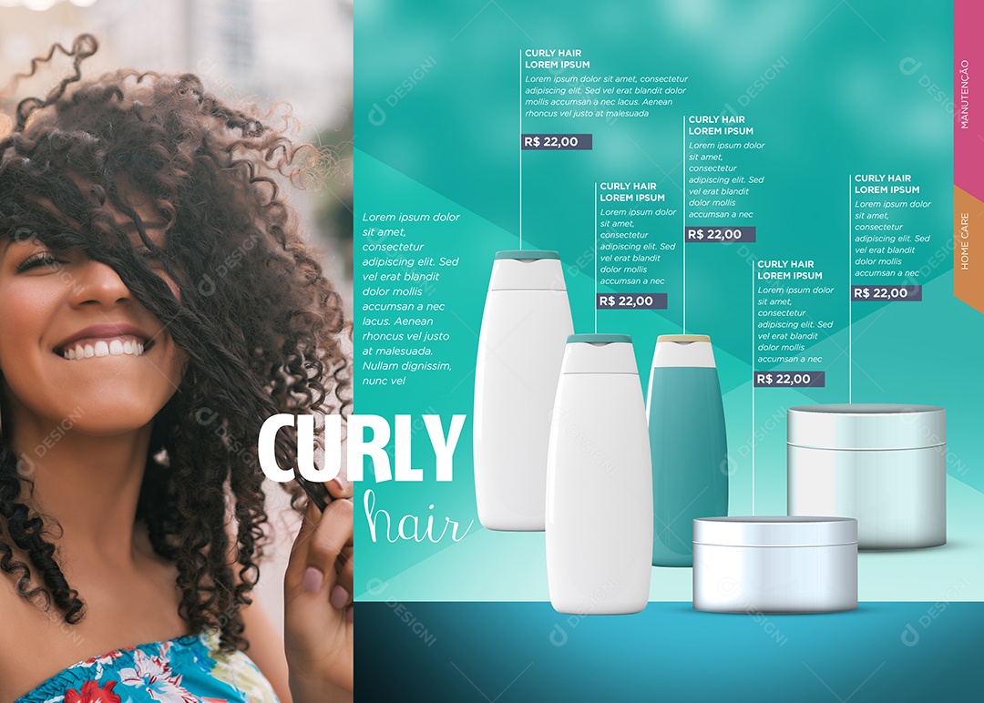 Cosméticos Linha Cabelos Cacheados Social Media PSD Editável