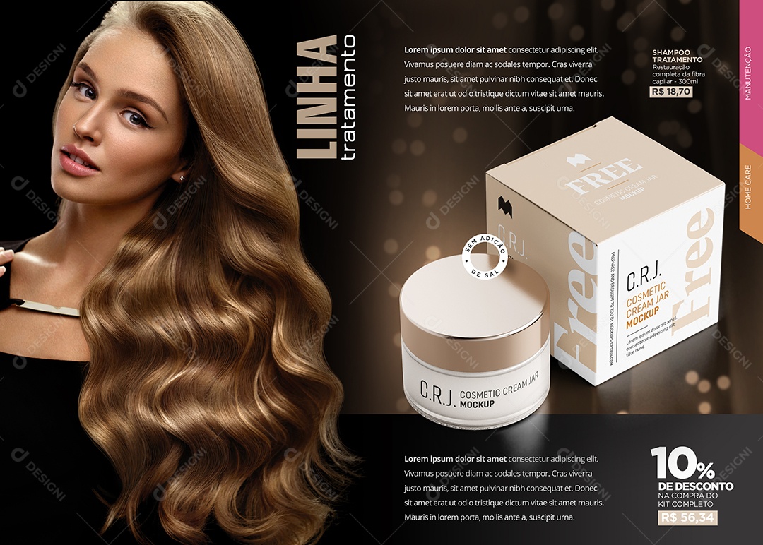 Cosméticos Linha de Tratamento Lorem Ipsum Social Media PSD Editável