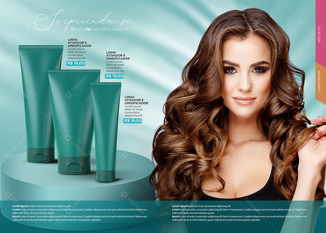 Cosméticos Surpreenda-se Dê um Up nos Seus Cabelos Lorem Ipsum Social Media PSD Editável