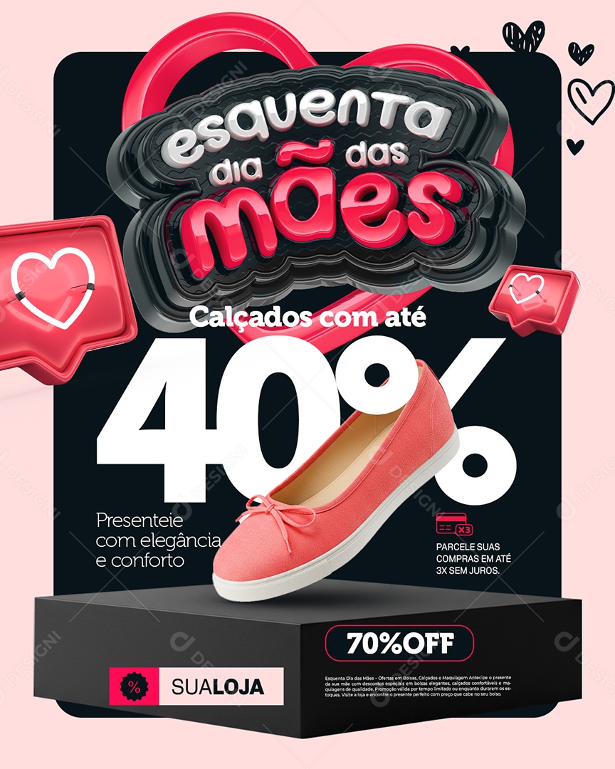 Esquenta Dia das Mães Loja A Bolsa Sapatilha Social Media PSD Editável