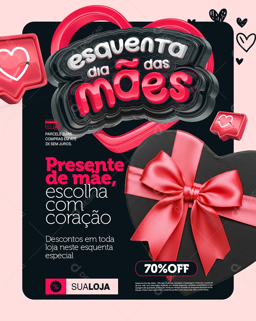 Esquenta Dia das Mães Loja Presente de Mãe Social Media PSD Editável