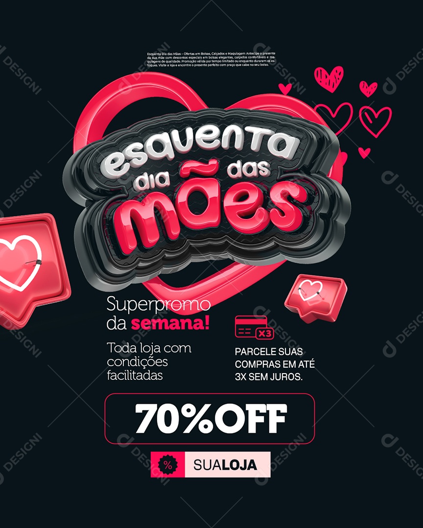 Esquenta Dia das Mães Loja Super Promo Social Media PSD Editável
