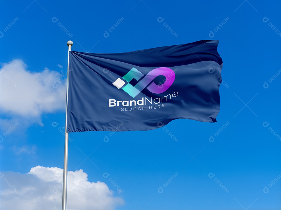 Mockup de Bandeira PSD Editável