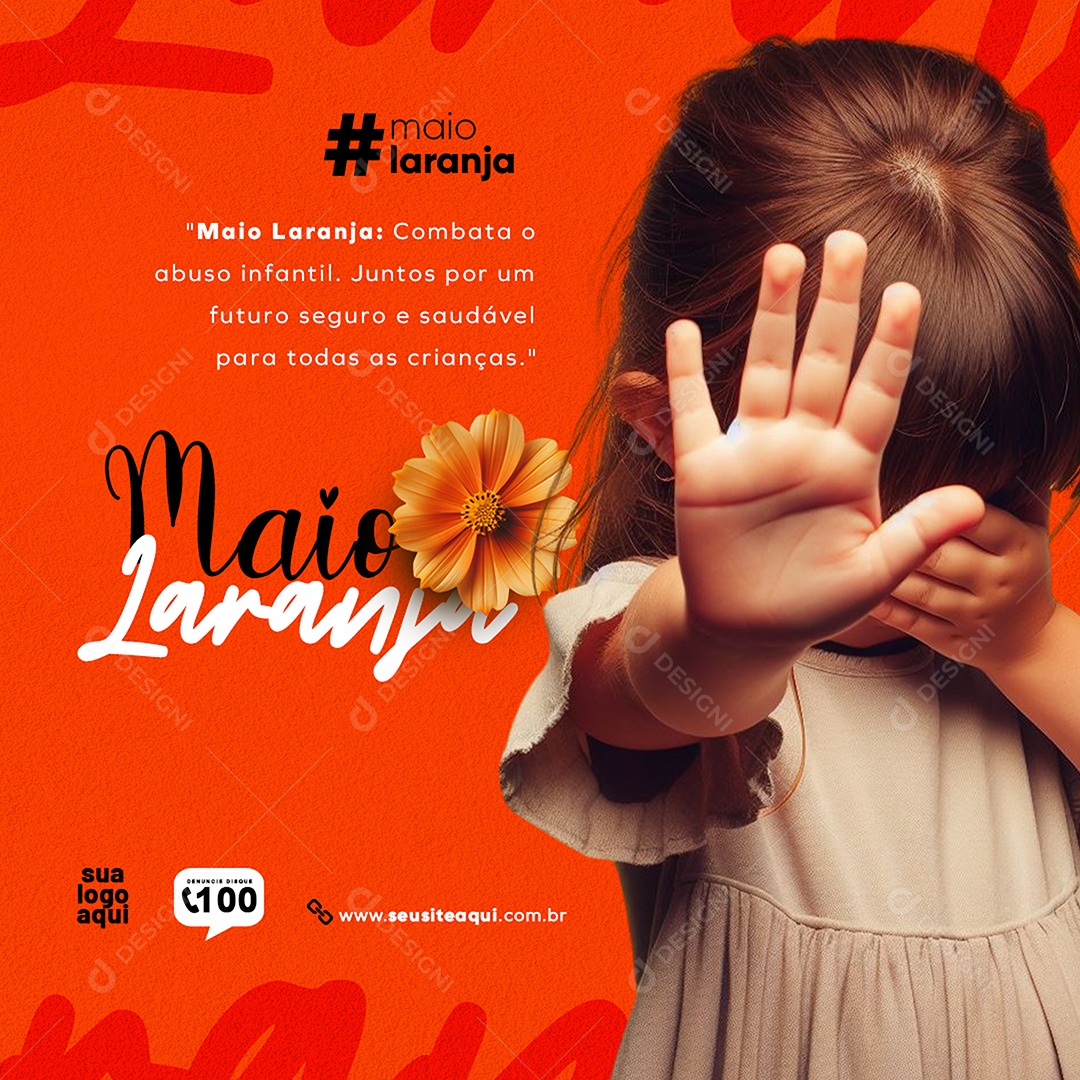 Maio Laranja Combate ao Abuso e a Exploração Sexual de Crianças e Adolescentes Social Media PSD Editável