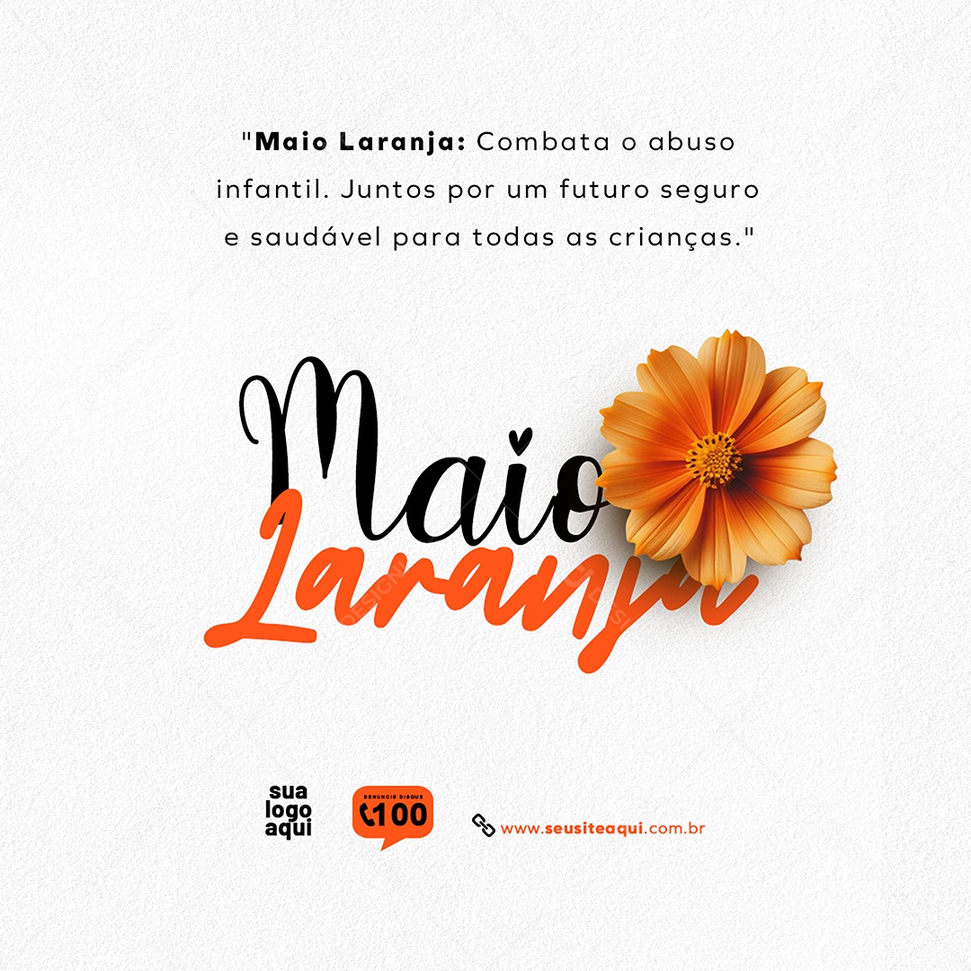 Maio Laranja Combate ao Abuso e a Exploração Sexual de Crianças e Adolescentes Social Media PSD Editável