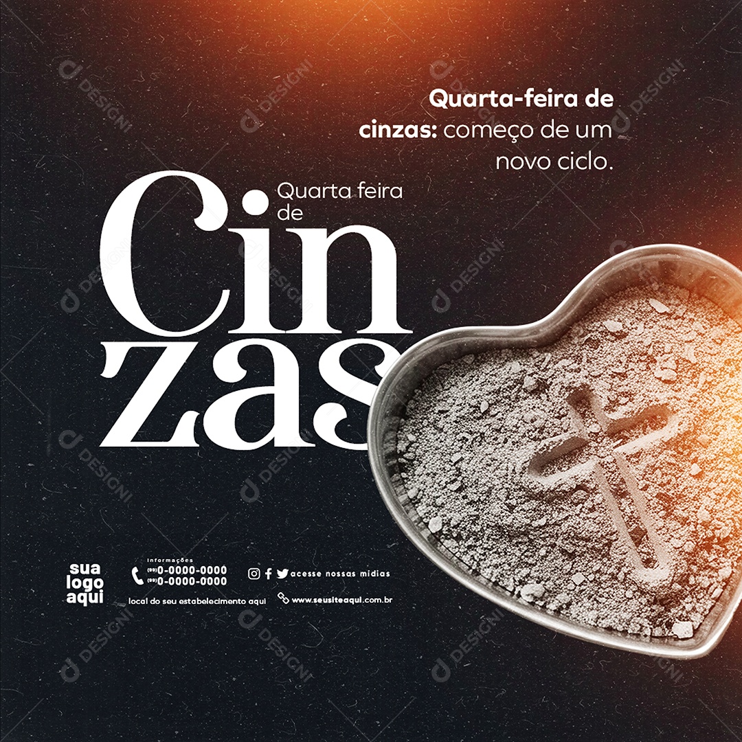 Quarta Feira de Cinzas Social Media PSD Editável
