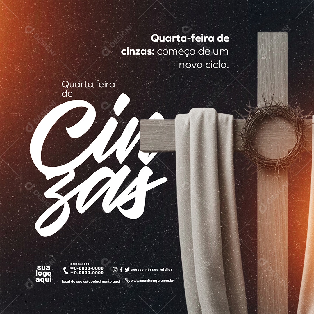 Quarta Feira de Cinzas Social Media PSD Editável