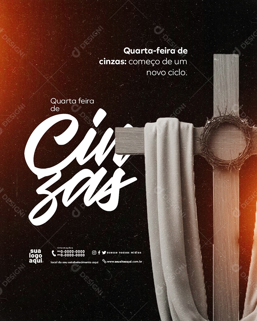 Quarta Feira de Cinzas Social Media PSD Editável