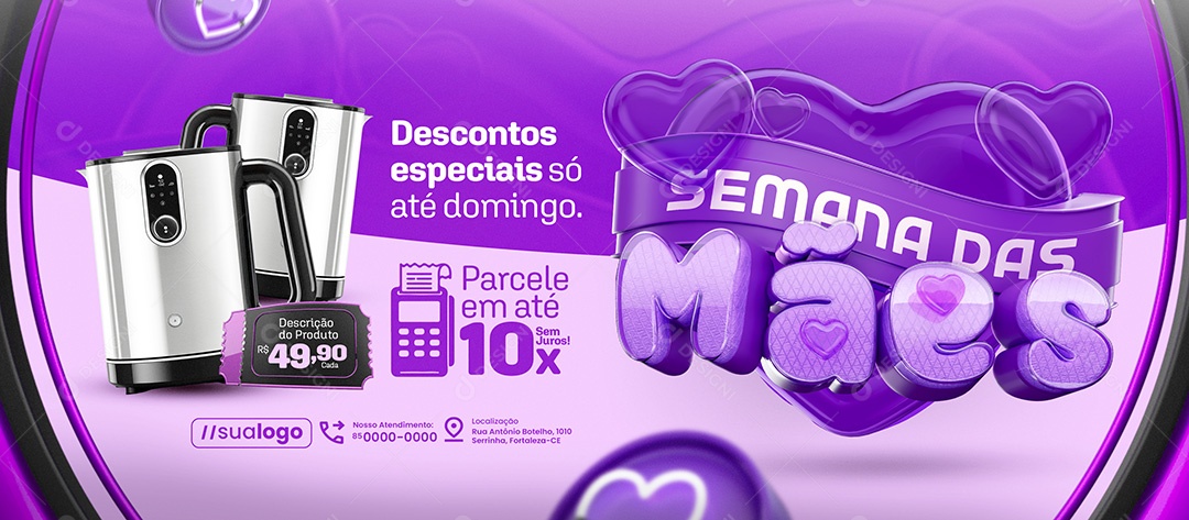 Banner Semana das Mães Loja de Eletrodomésticos Chaleira Social Media PSD Editável