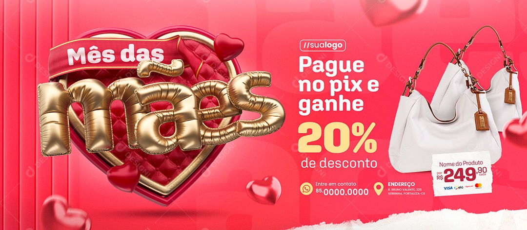 Banner Mês das Mães Loja de Bolsas Social Media PSD Editável