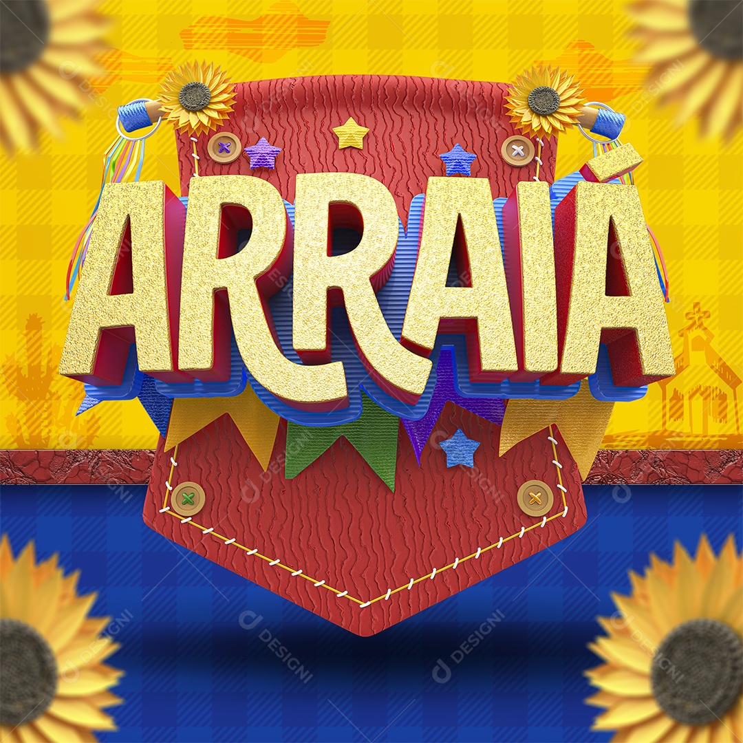 Arraiá Selo 3D para Composição PSD